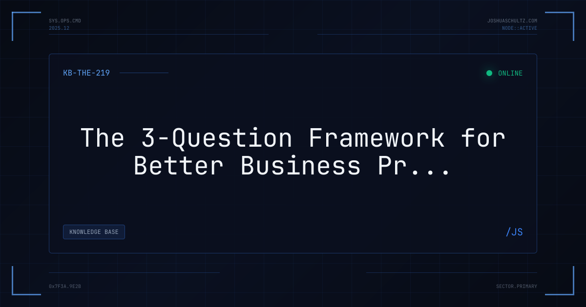 The 3-Question Framework for Better Business Processes | Joshua Schultz